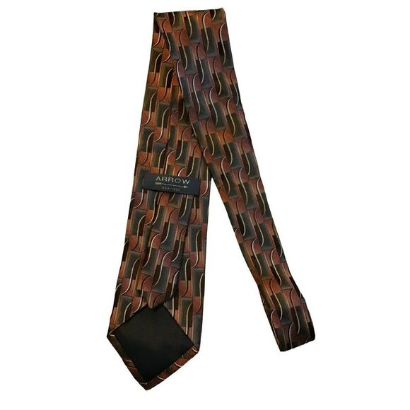 5/$10 Arrow Geometric Silk Tie 58" Orange Gray NWOT - Picture 2 of 6